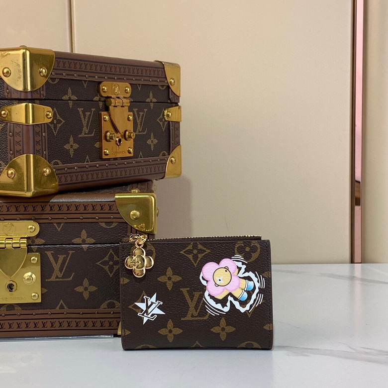 Wholesale High Quality AAA Louis Vuitton Lisa Monogram Canvas Blue Leather Replica Wallets for Sale