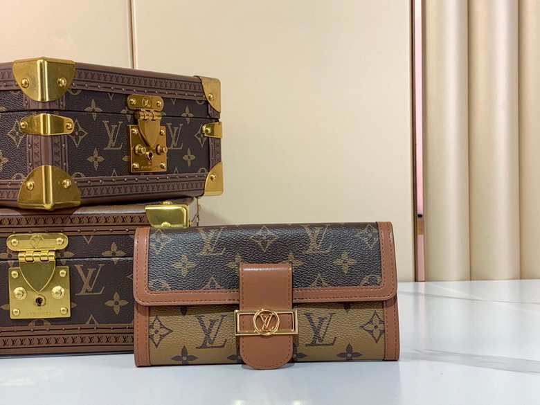 Wholesale High Quality AAA Louis Vuitton Sarah Monogram Reverse Canvas Brown Leather Replica Wallets for Sale