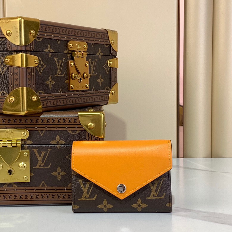 Wholesale High Quality AAA Louis Vuitton Victorine Monogram Canvas Yellow Leather Replica Wallets for Sale