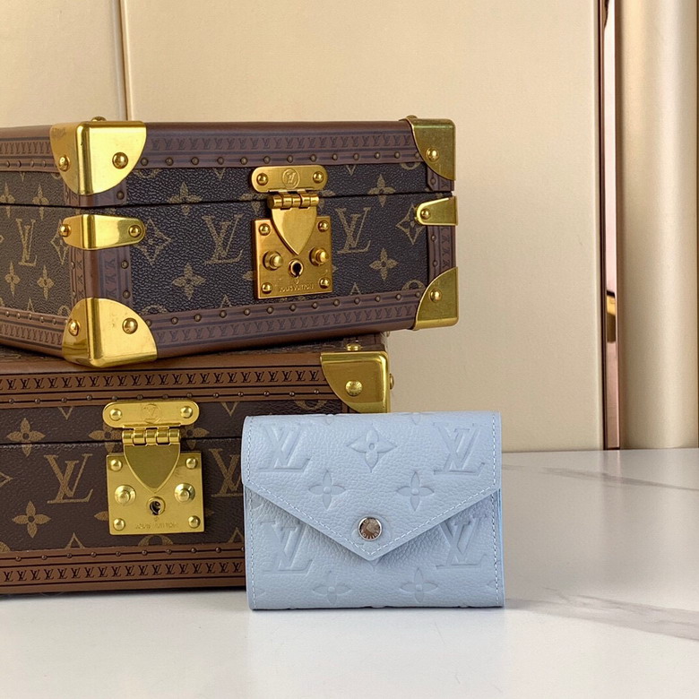 Wholesale High Quality AAA Louis Vuitton Victorine Monogram Canvas Blue Leather Replica Wallets for Sale