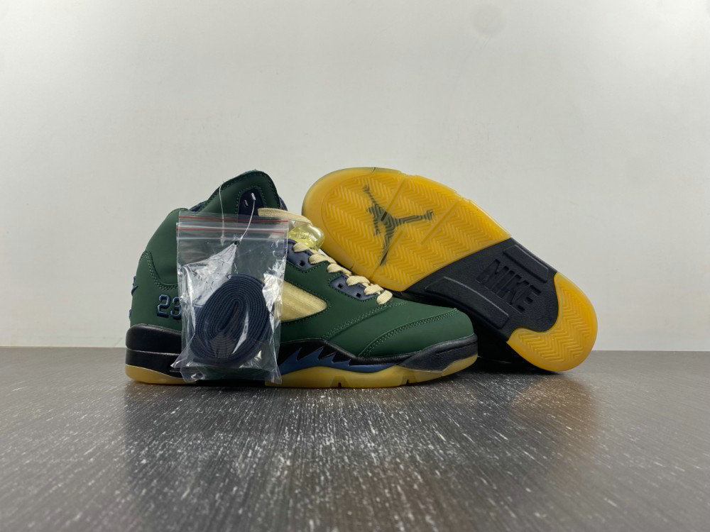 Wholesale Cheap Air Jordan 5 Retro Navy Green Basketball Shoes FZ5758-003