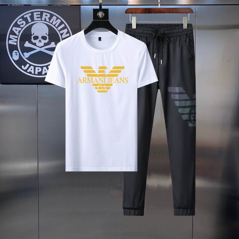 Wholesale Cheap A rmani Short Sleeve MEN Tracksuits for Sale