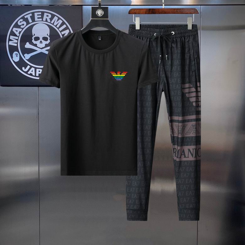 Wholesale Cheap A rmani Short Sleeve MEN Tracksuits for Sale
