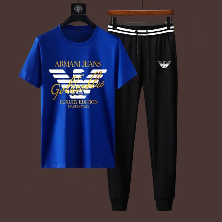 Wholesale Cheap A rmani Short Sleeve Men Tracksuits for Sale