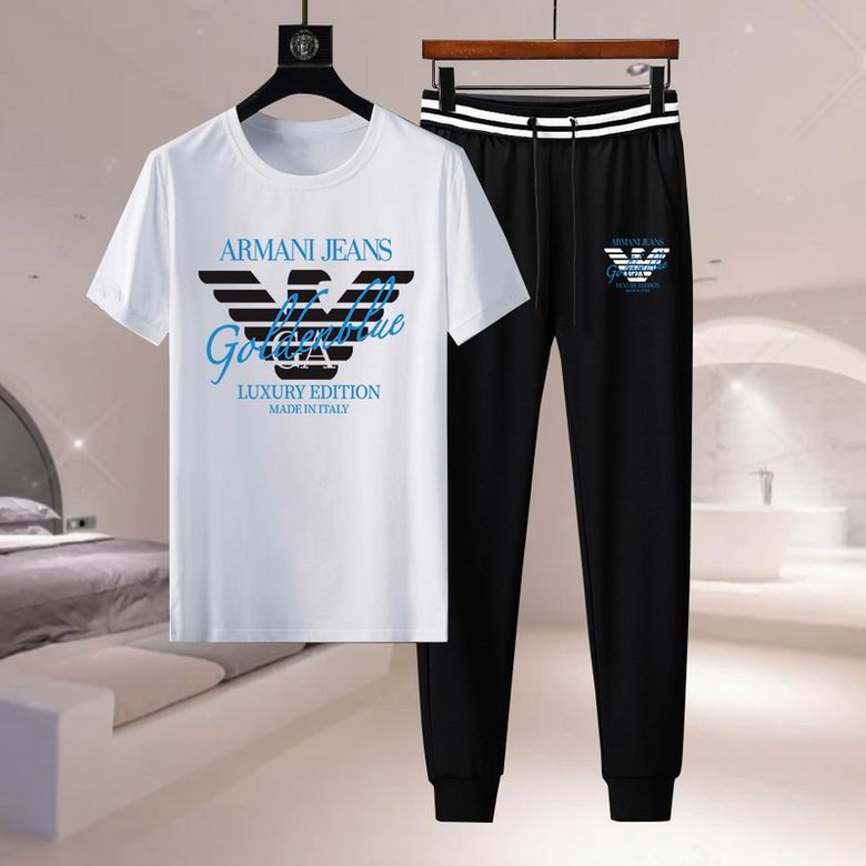 Wholesale Cheap A rmani Short Sleeve Men Tracksuits for Sale