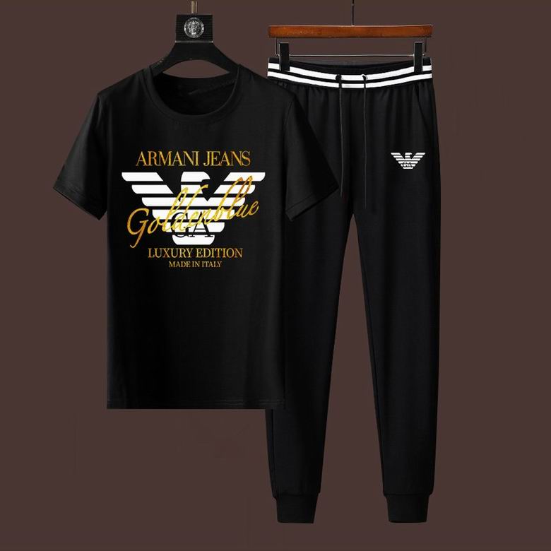Wholesale Cheap A rmani Short Sleeve Men Tracksuits for Sale