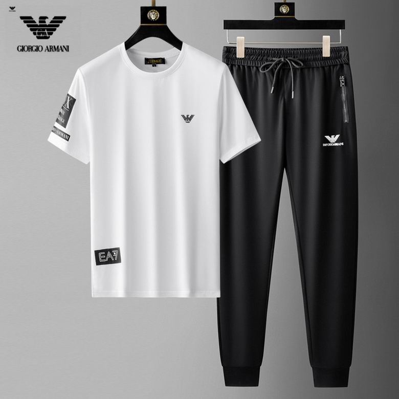 Wholesale Cheap A rmani Short Sleeve MEN Tracksuits for Sale