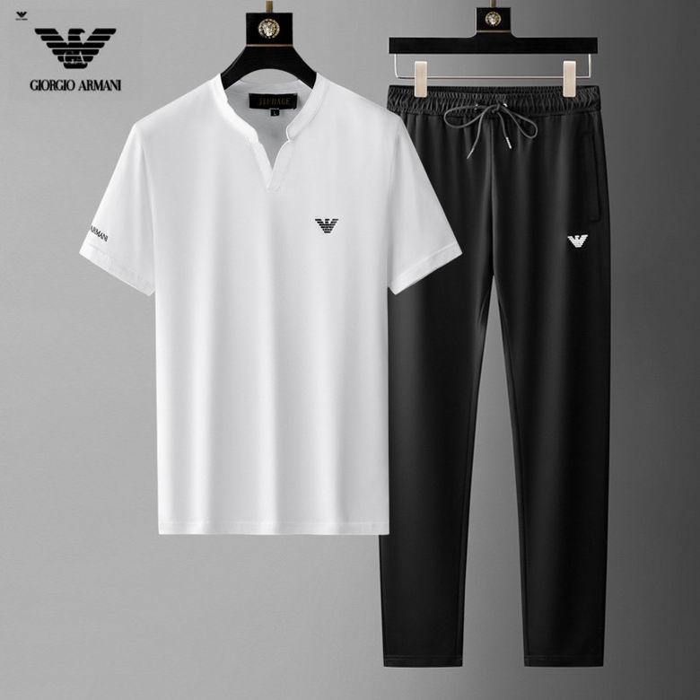 Wholesale Cheap A rmani Short Sleeve MEN Tracksuits for Sale