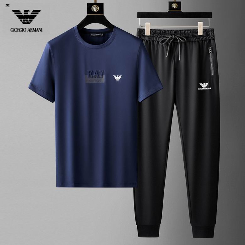 Wholesale Cheap A rmani Short Sleeve MEN Tracksuits for Sale