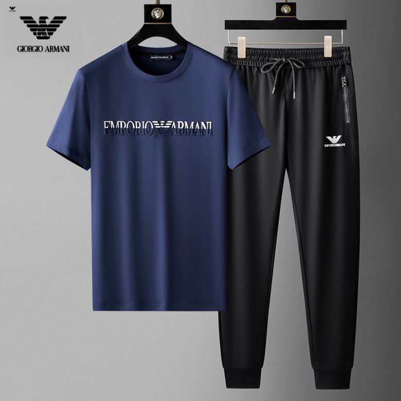 Wholesale Cheap A rmani Short Sleeve MEN Tracksuits for Sale