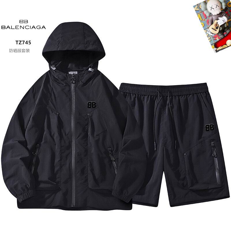 Wholesale Cheap B.alenciaga Short Hooded Jackets set for Sale