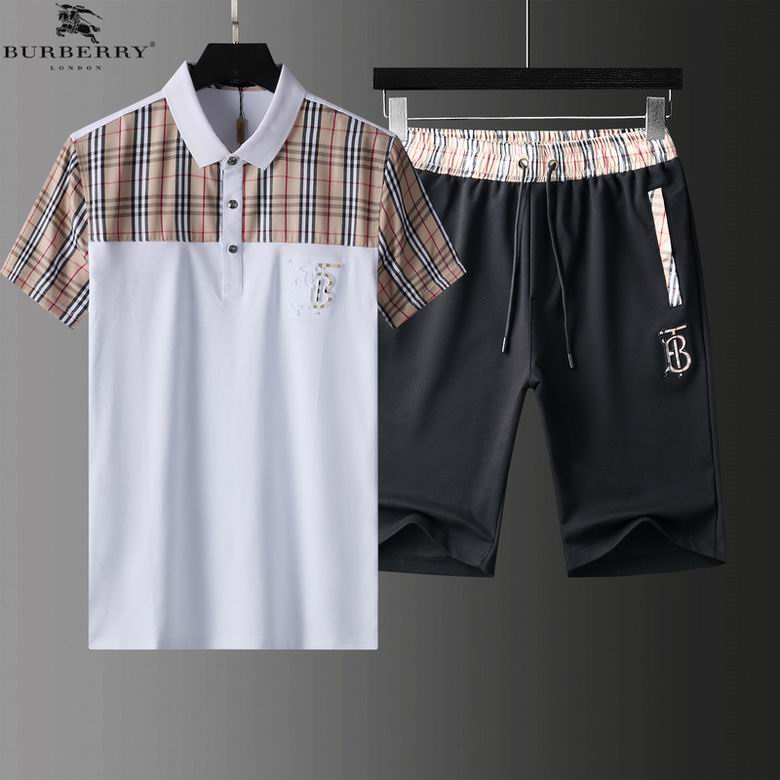 Wholesale Cheap B urberry Short Sleeve MEN Tracksuits for Sale