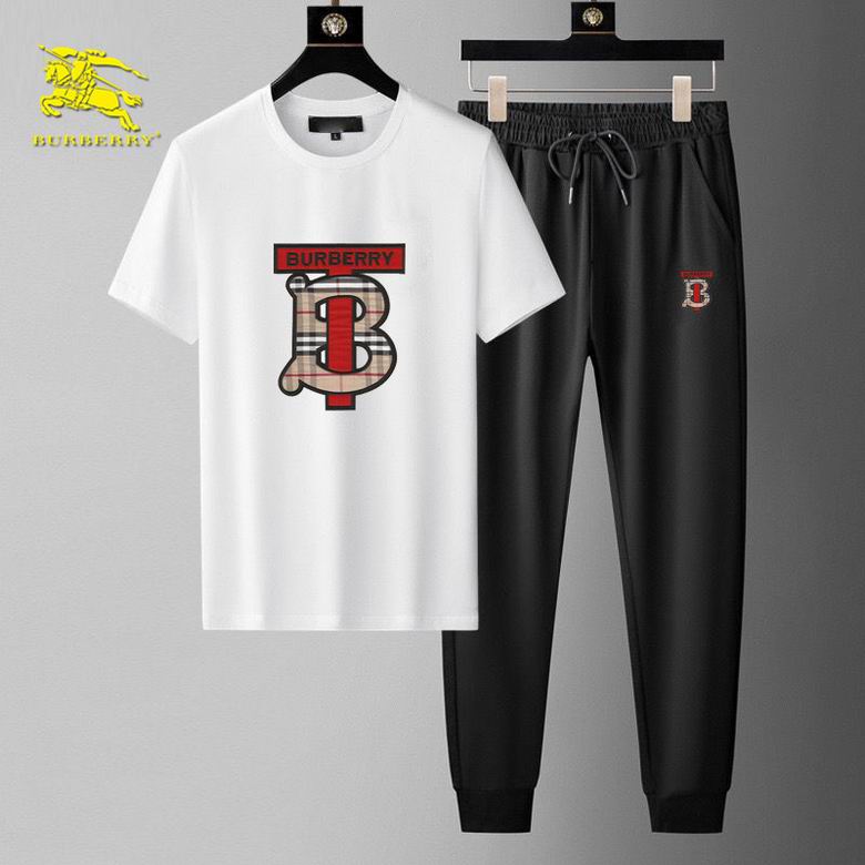 Wholesale Cheap B urberry men Short Sleeve Tracksuits for Sale
