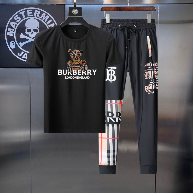 Wholesale Cheap B urberry Short Sleeve MEN Tracksuits for Sale