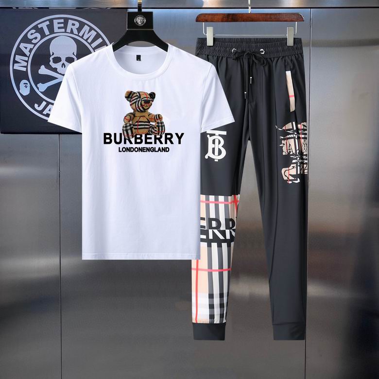 Wholesale Cheap B urberry Short Sleeve MEN Tracksuits for Sale