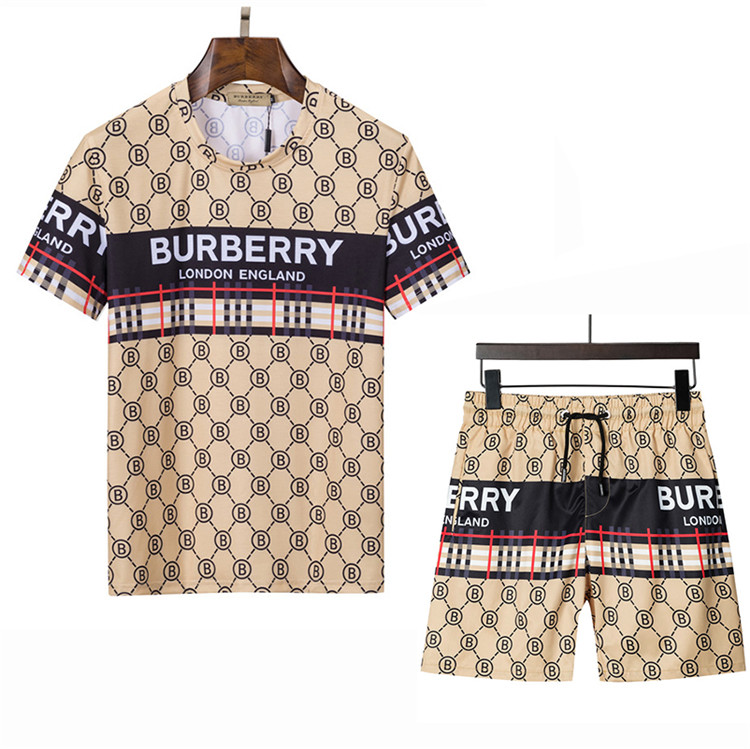 Wholesale Cheap B urberry Short Sleeve MEN Tracksuits for Sale