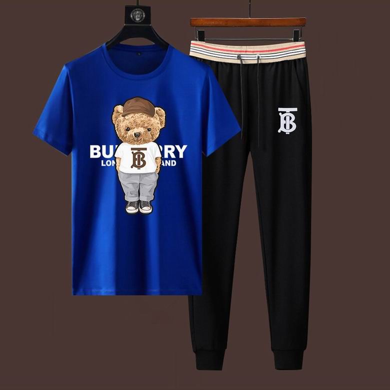 Wholesale Cheap B urberry Short Sleeve Men Tracksuits for Sale