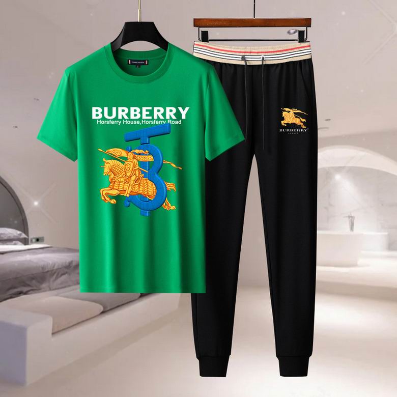 Wholesale Cheap B urberry Short Sleeve Men Tracksuits for Sale