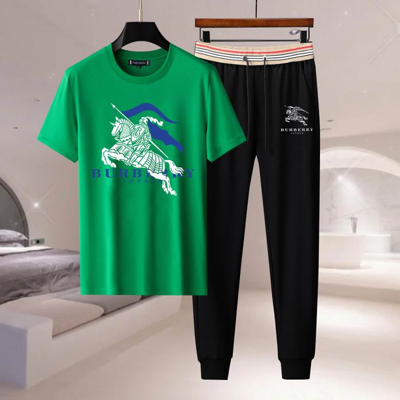 Wholesale Cheap B urberry Short Sleeve Men Tracksuits for Sale