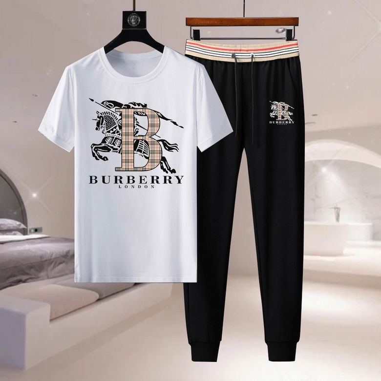 Wholesale Cheap B urberry Short Sleeve Men Tracksuits for Sale