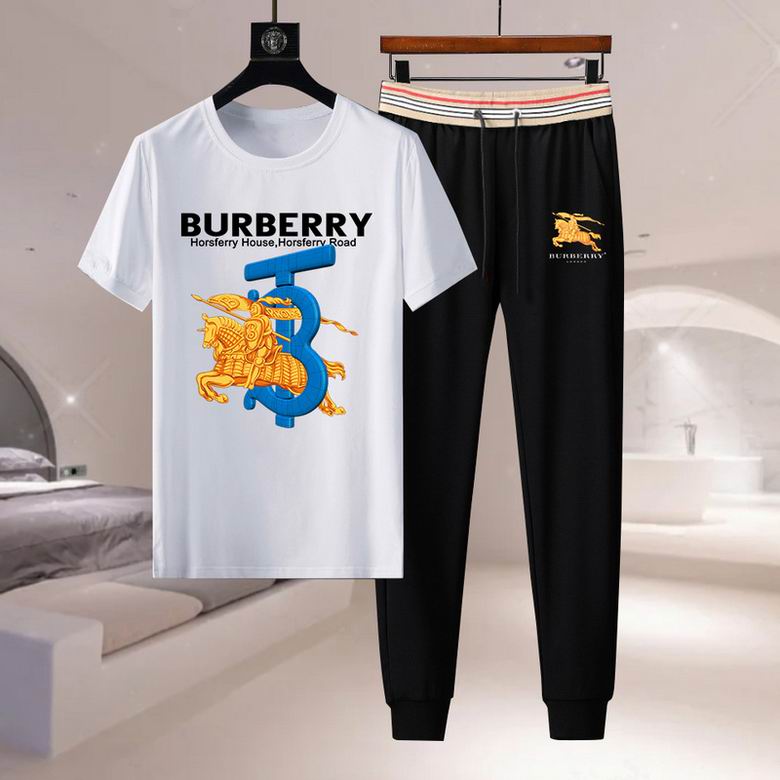 Wholesale Cheap B urberry Short Sleeve Men Tracksuits for Sale