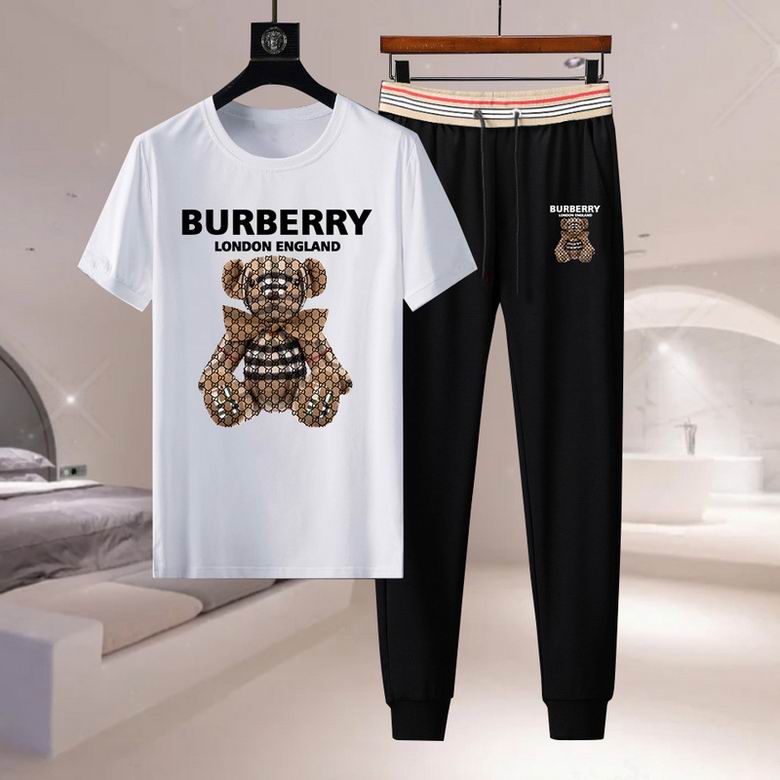 Wholesale Cheap B urberry Short Sleeve Men Tracksuits for Sale