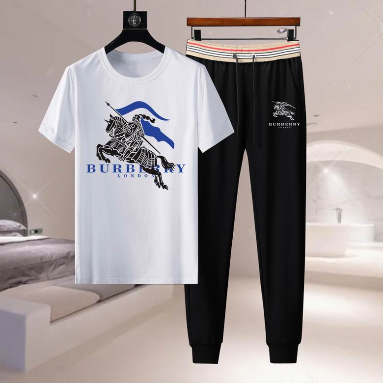 Wholesale Cheap B urberry Short Sleeve Men Tracksuits for Sale
