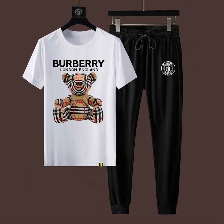 Wholesale Cheap B urberry Short Sleeve Men Tracksuits for Sale