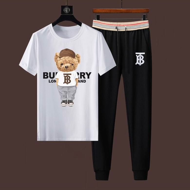 Wholesale Cheap B urberry Short Sleeve Men Tracksuits for Sale
