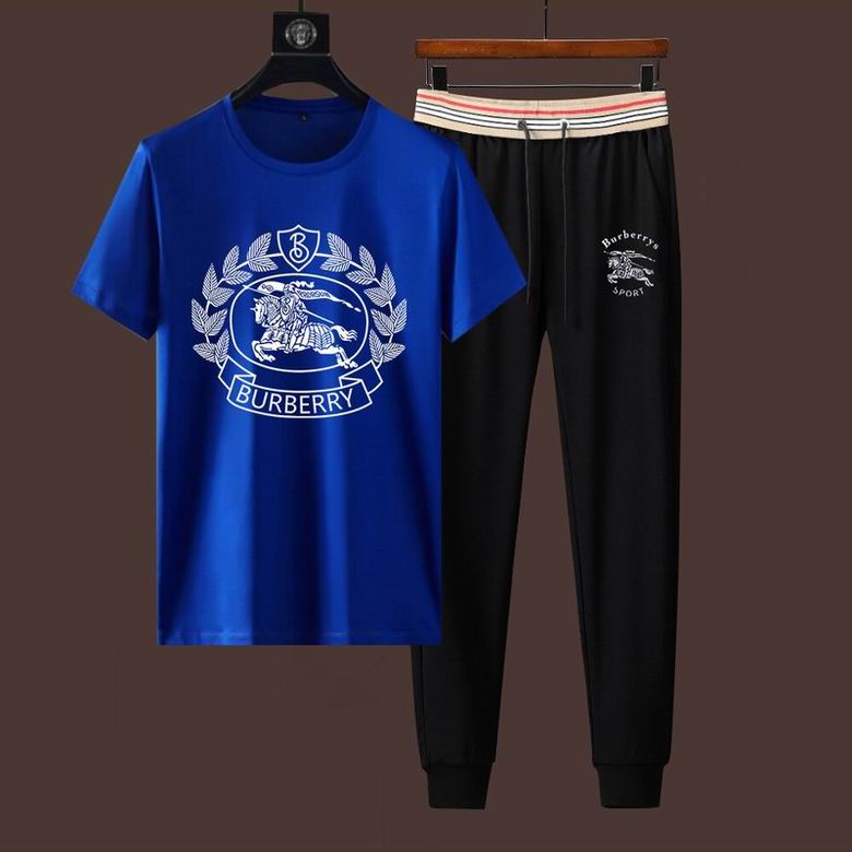 Wholesale Cheap B urberry Short Sleeve Men Tracksuits for Sale