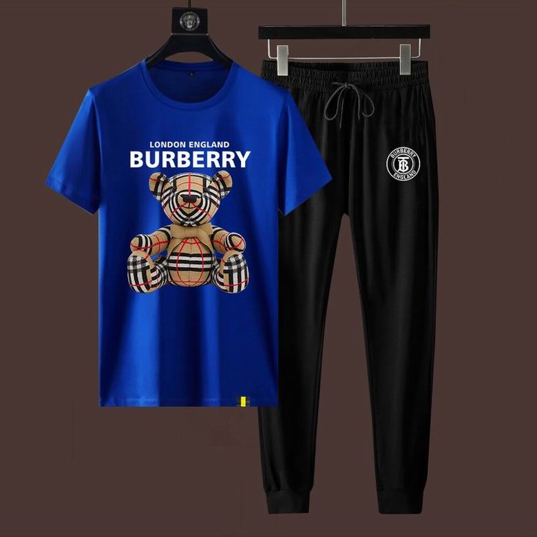 Wholesale Cheap B urberry Short Sleeve Men Tracksuits for Sale