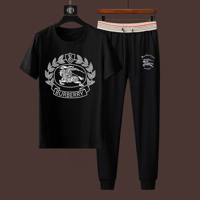 Wholesale Cheap B urberry Short Sleeve Men Tracksuits for Sale
