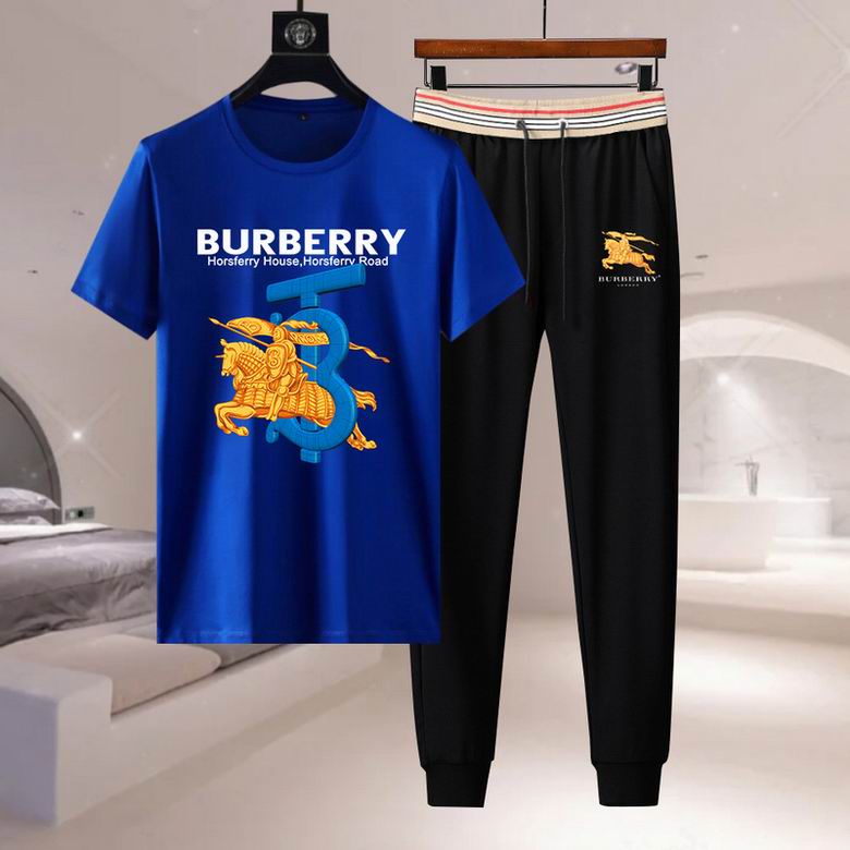 Wholesale Cheap B urberry Short Sleeve Men Tracksuits for Sale