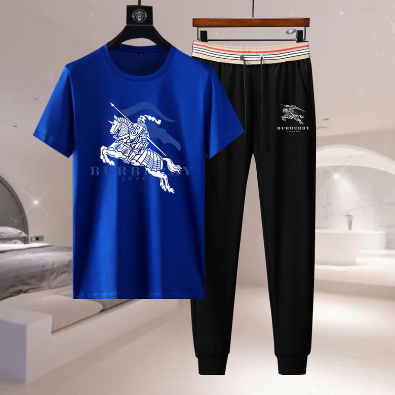 Wholesale Cheap B urberry Short Sleeve Men Tracksuits for Sale
