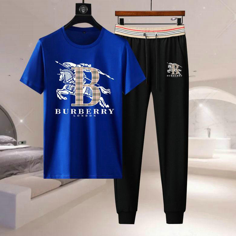 Wholesale Cheap B urberry Mens Short Sleeve Tracksuits for Sale