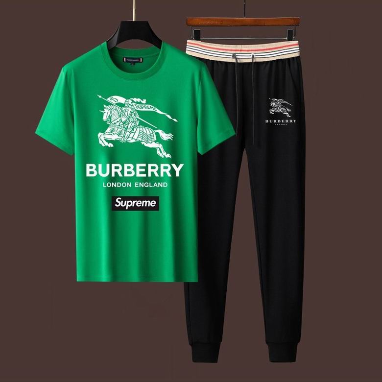 Wholesale Cheap B urberry Short Sleeve Men Tracksuits for Sale