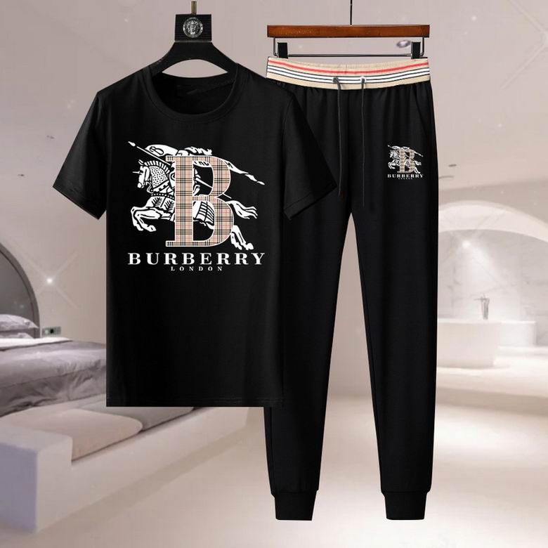 Wholesale Cheap B urberry Short Sleeve Men Tracksuits for Sale