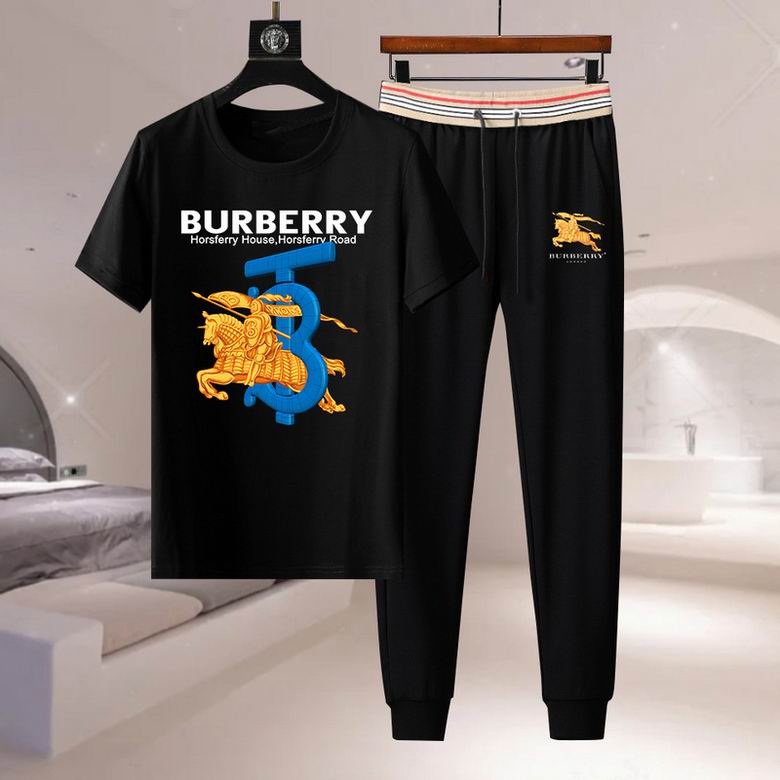 Wholesale Cheap B urberry Short Sleeve Men Tracksuits for Sale