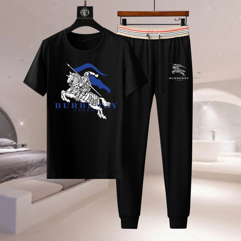 Wholesale Cheap B urberry Short Sleeve Men Tracksuits for Sale