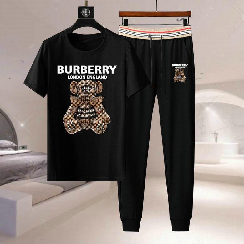 Wholesale Cheap B urberry Mens Short Sleeve Tracksuits for Sale