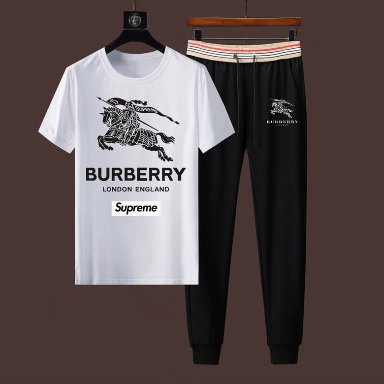 Wholesale Cheap B urberry Short Sleeve Men Tracksuits for Sale