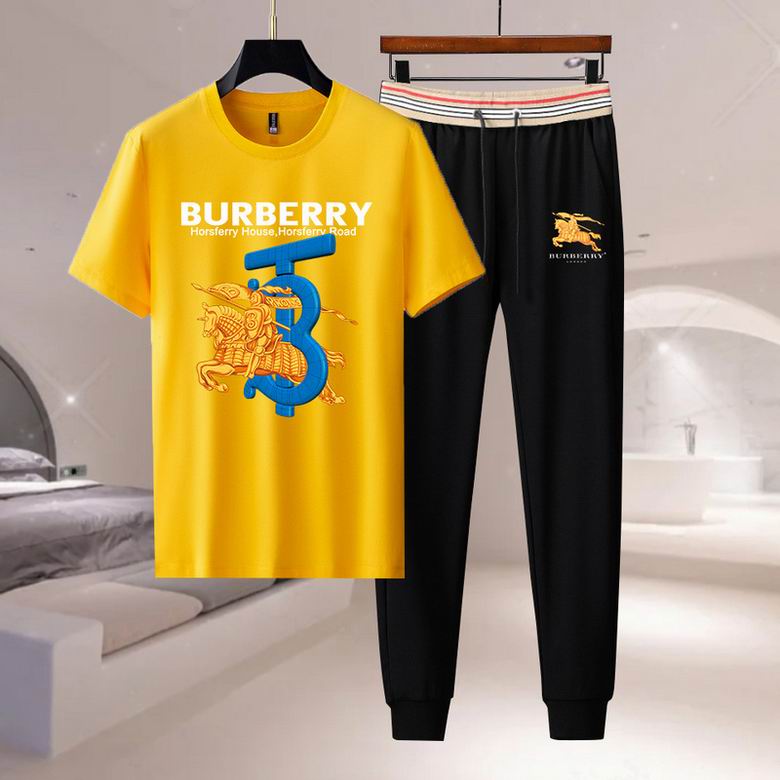 Wholesale Cheap B urberry Short Sleeve Men Tracksuits for Sale