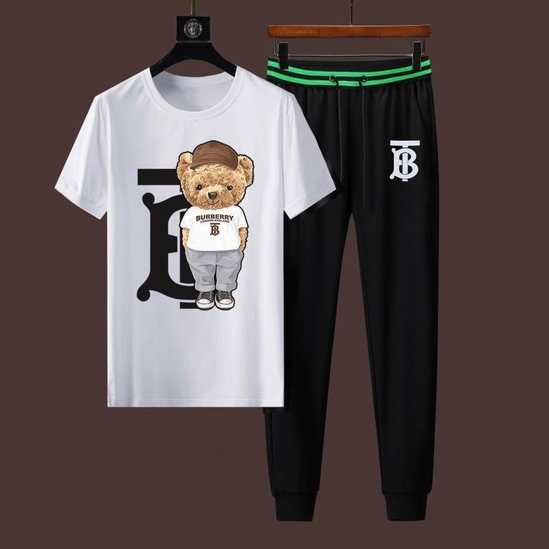 Wholesale Cheap B urberry Short Sleeve Men Tracksuits for Sale