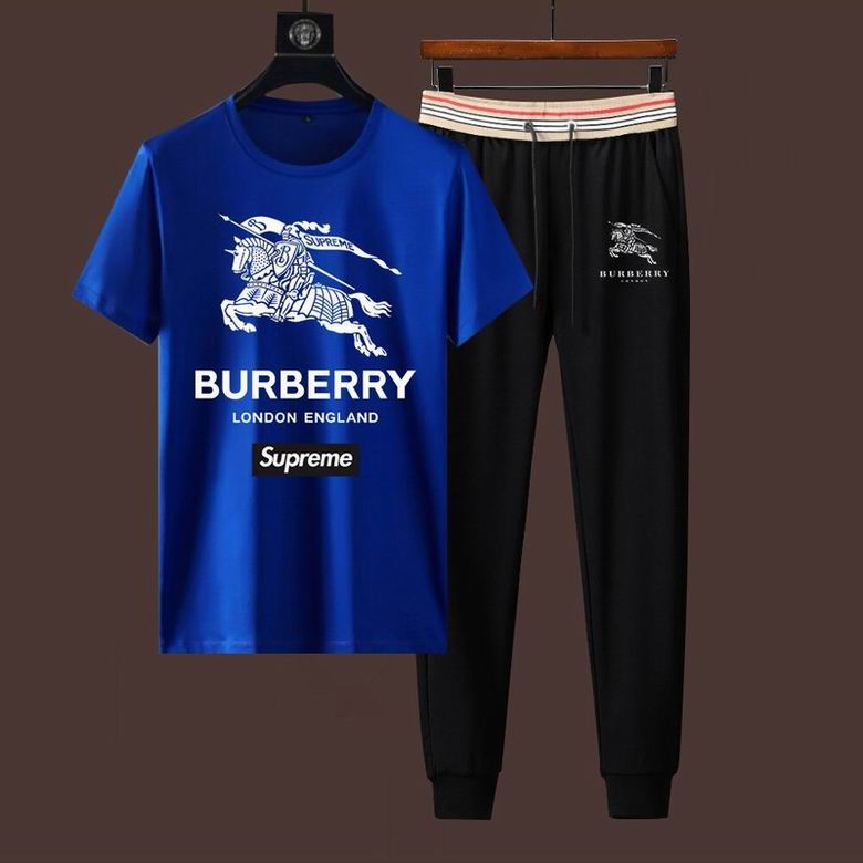 Wholesale Cheap B urberry Short Sleeve Men Tracksuits for Sale