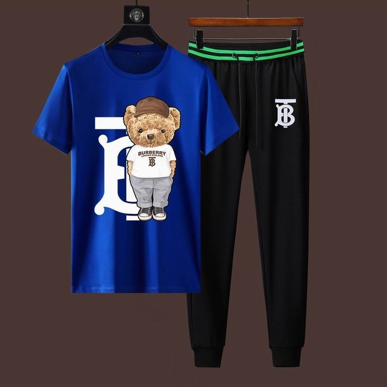 Wholesale Cheap B urberry Short Sleeve Men Tracksuits for Sale