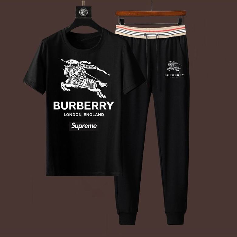 Wholesale Cheap B urberry Short Sleeve Men Tracksuits for Sale
