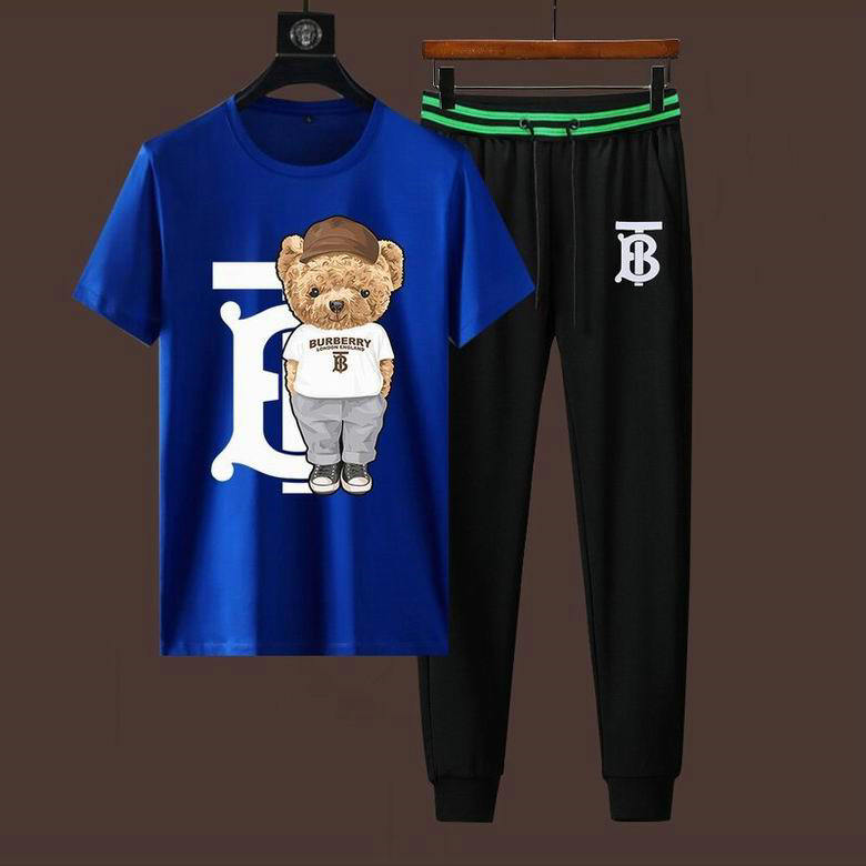 Wholesale Cheap B urberry Mens Short Sleeve Tracksuits for Sale