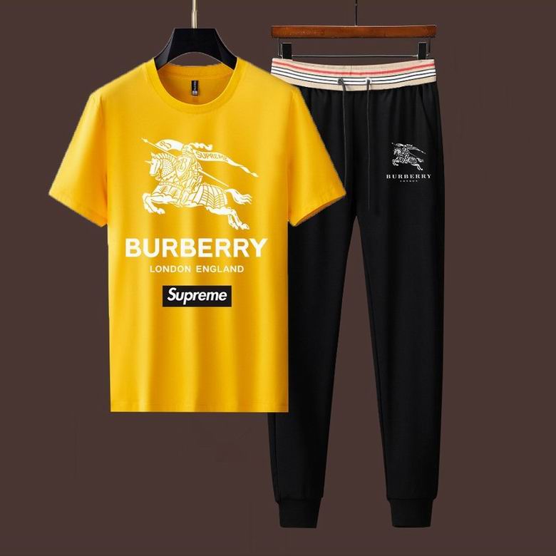 Wholesale Cheap B urberry Short Sleeve Men Tracksuits for Sale
