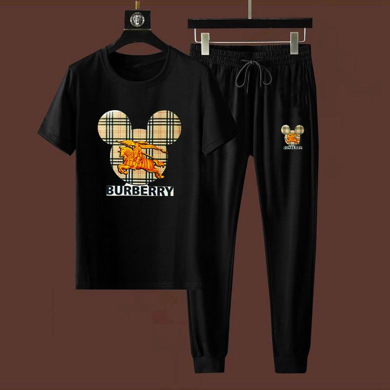 Wholesale Cheap B urberry men Short Sleeve Tracksuits for Sale