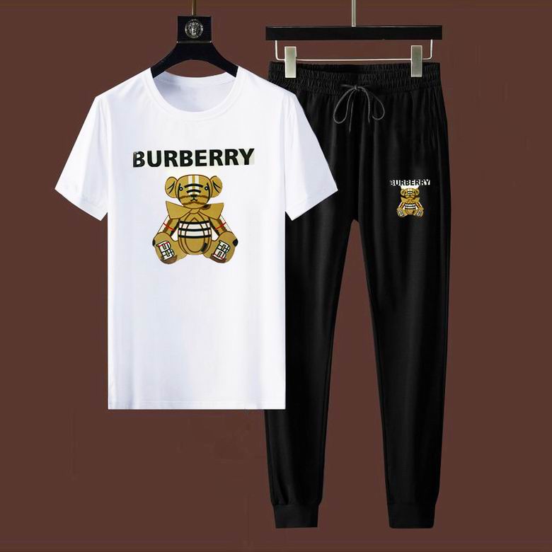 Wholesale Cheap B urberry men Short Sleeve Tracksuits for Sale